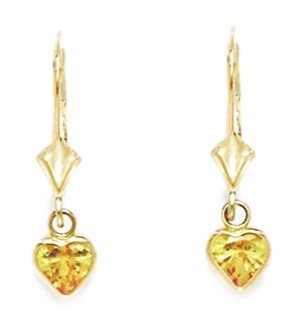 14K Gold November CZ Heart Earrings for Women - Perfect Gift & Party Jewelry