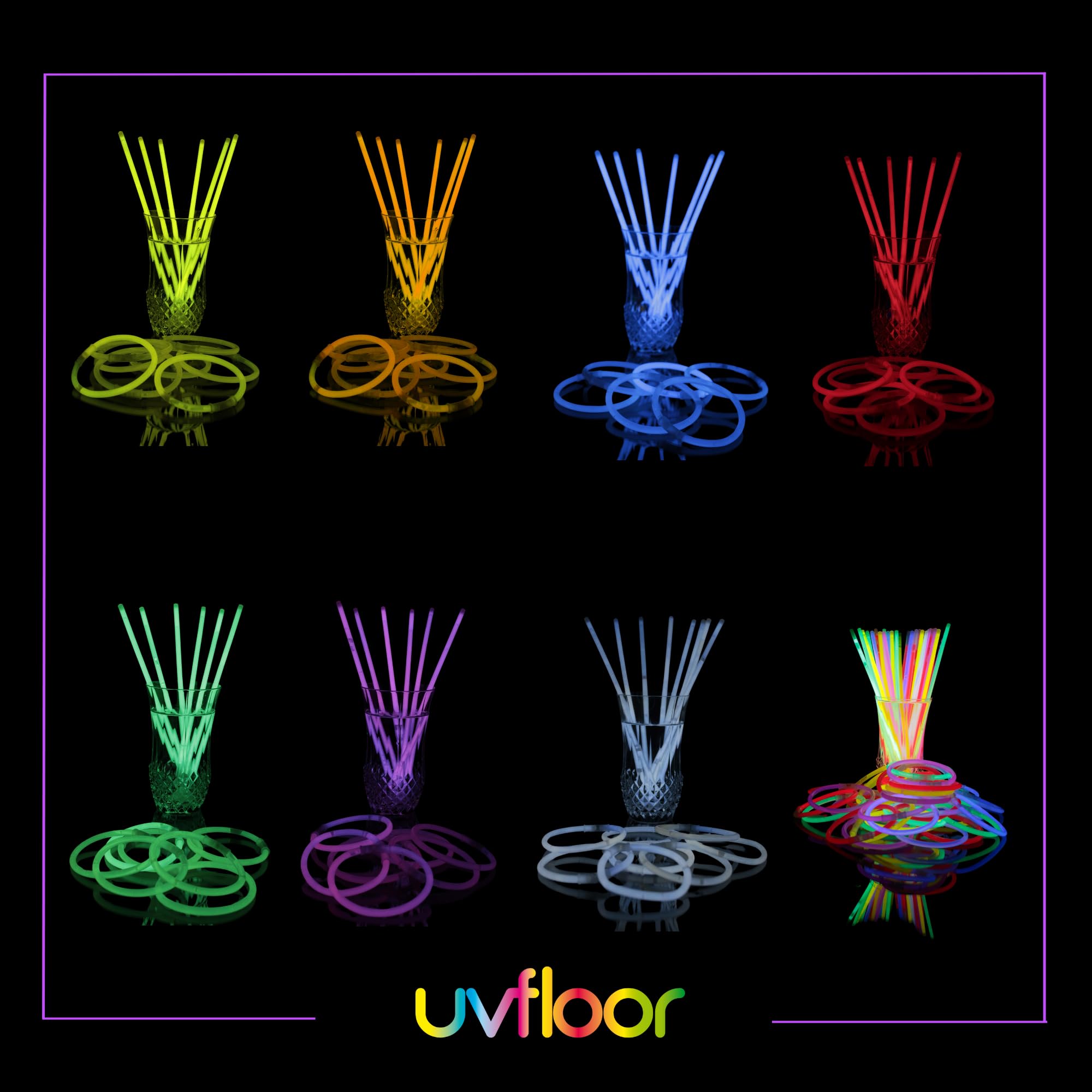 UV Floor 8717662460067 Adjustable Glow in The Dark Bracelets - Pink, Pack of 12 | Perfect for Parties, Concerts, Raves & Nighttime Events
