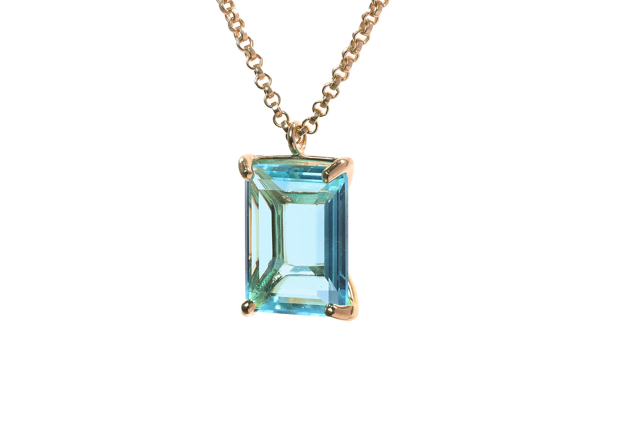 Anemone Rectangle Topaz Necklace - Rose Gold Statement Pendant Jewelry for Women | Handmade Gemstone Birthstone Gift with Fancy Box | Perfect for Weddings, Anniversaries & Special Occasions