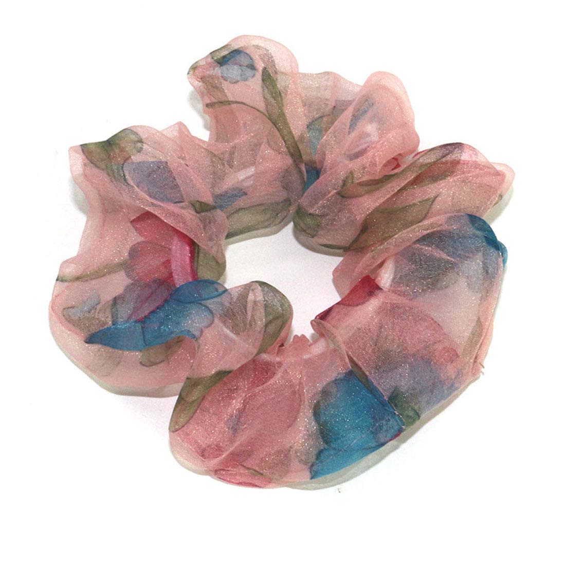 4 Pack Women's Fashion Chiffon Tulle Elastic Hair Bands - Soft Ponytail Holders, Hair Rings & Scrunchies for Women & Girls (Perfect for Work, Gym, Party & Everyday Use)