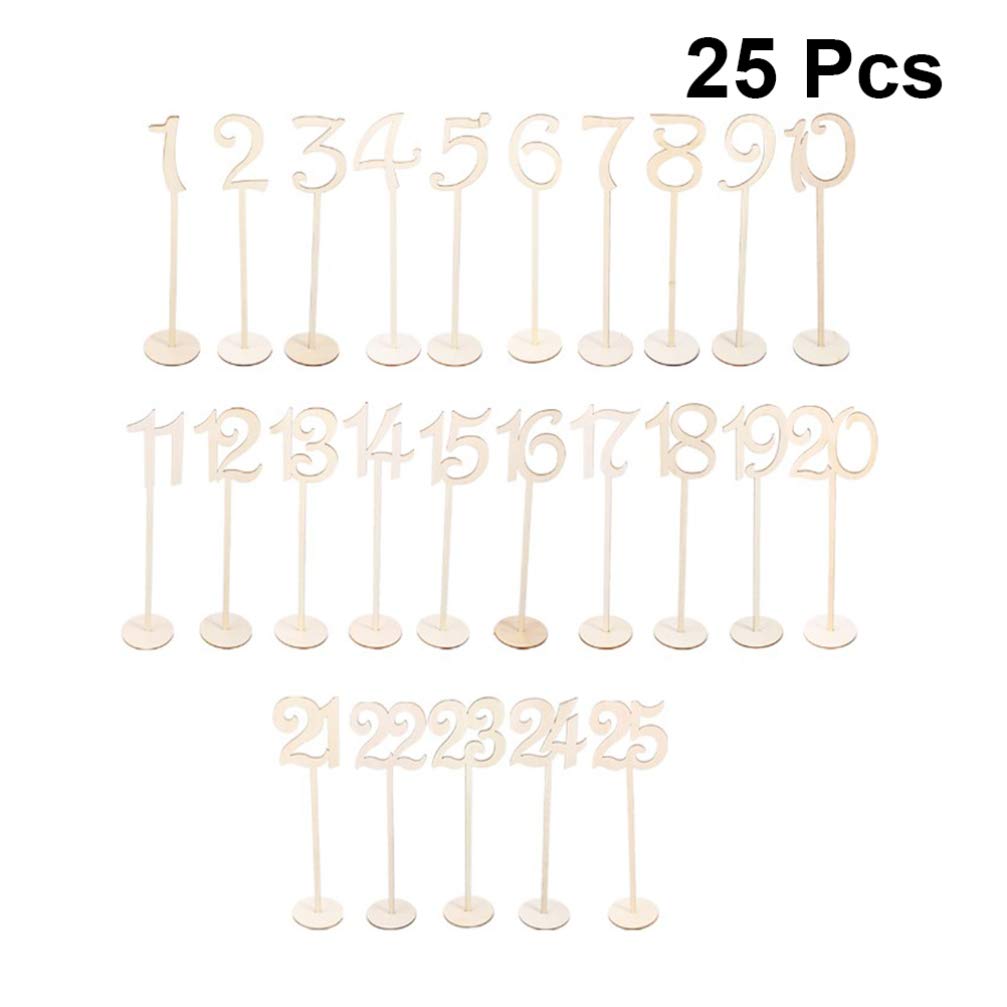 LIOOBO 25pcs Wooden Wedding Table Numbers - Rustic Elegant Table Decor for Wedding Reception, Anniversary, Bridal Shower - Perfect for Centerpieces, Place Cards, and Event Signage