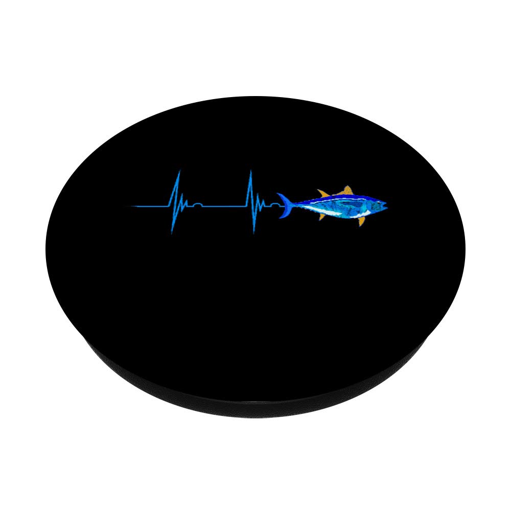 Premium Bluefin Tuna Heartbeat EKG Pulseline Fishing PopSockets - Swappable PopGrip for Phones & Tablets - Perfect Gift for Deep Sea Fishing Enthusiasts & Marine Life Lovers