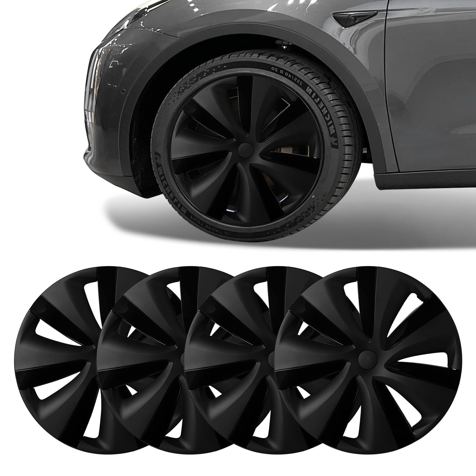 **BASENOR 2024 Upgraded Tesla Model Y 19-Inch Hubcaps – Matte Black Wheel Cover Set of 4 | OEM Replacement Rim Protectors | Durable & Stylish Exterior Accessories for Enhanced Protection & Performance**    *(Perfect for Daily Commuting, Road Trips & Enhancing Your Tesla’s Aesthetic Appeal)*