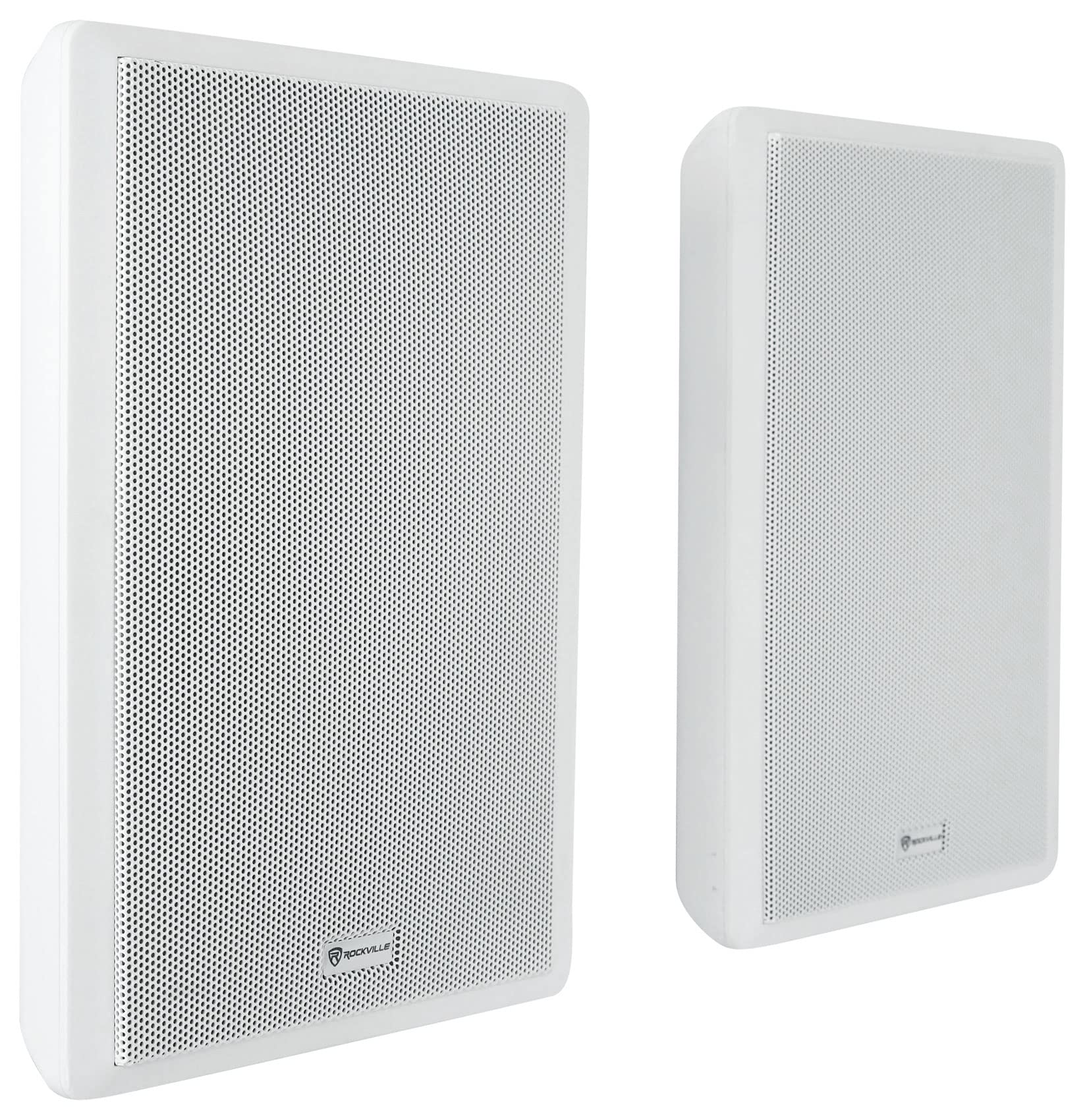 Rockville Commercial Restaurant Amplifier with 4 White Slim Wall Speakers & Wall Controller - Perfect for Restaurants, Bars, and Cafes Background Music System