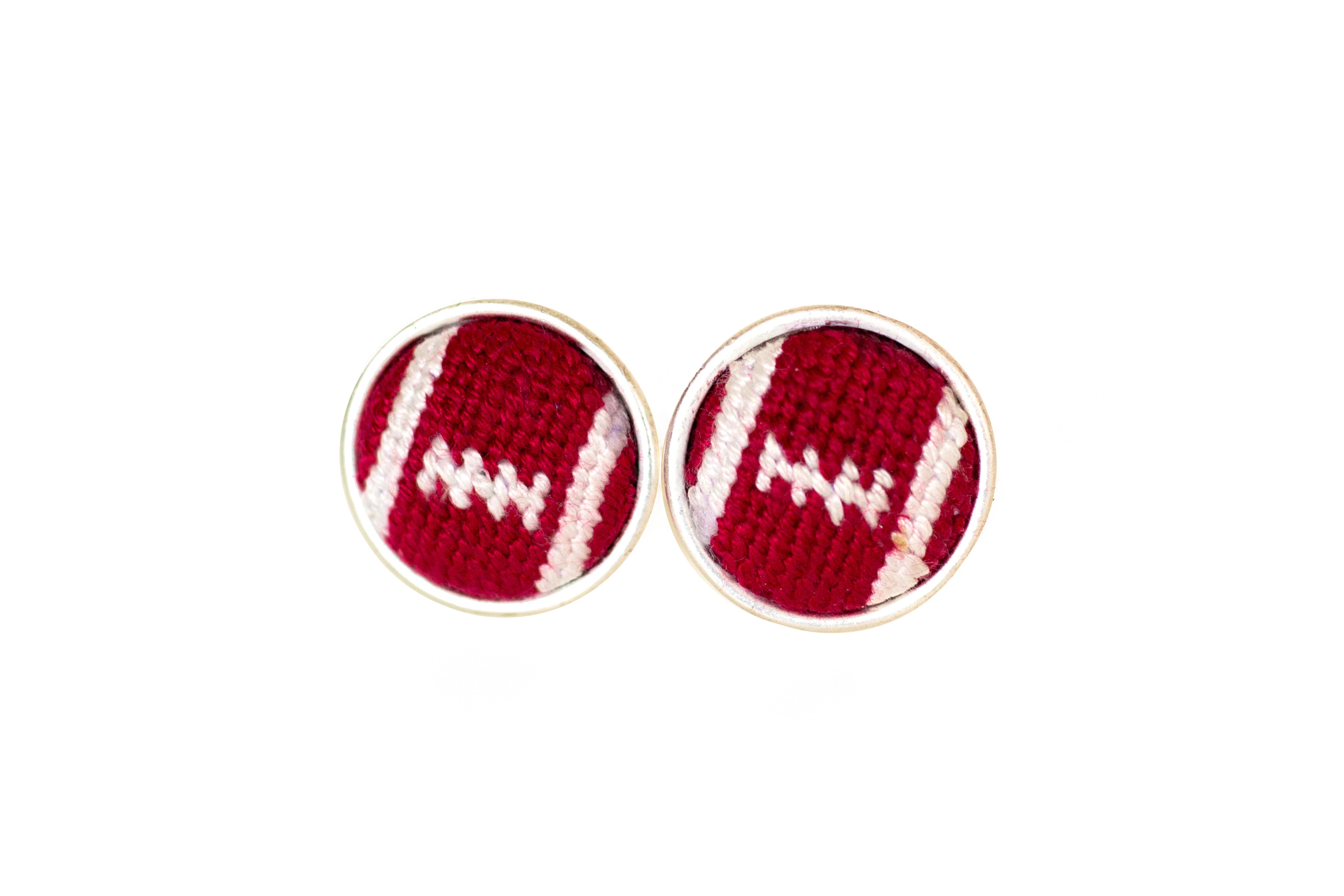 Handmade Football Needlepoint Cufflinks for Men - Elegant Sports-Themed Dress Accessories - Perfect for Weddings, Business Meetings & Gifts
