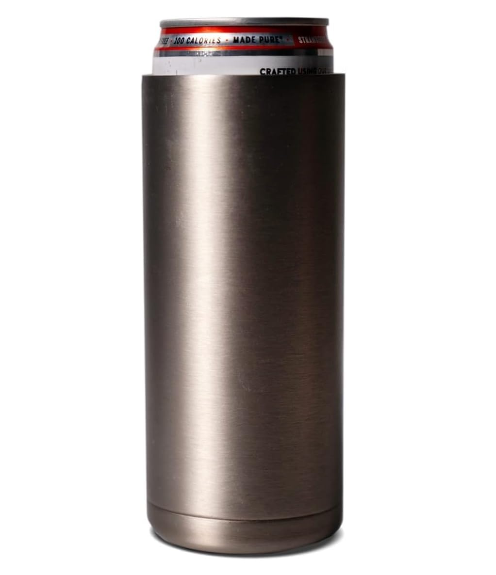 2-in-1 Slim Can Cooler & Tumbler | Insulated Stainless Steel Drinkware for Hard Seltzer, Beer, Soda & Energy Drinks | 12oz Skinny Can Holder | Perfect for Pool Parties, BBQs, Beach Outings & Tailgating (Naked)