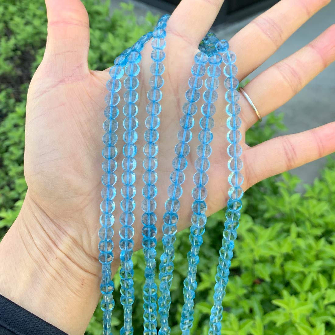 Natural Blue Topaz Gemstone Loose Beads - 6mm Faceted Flat Round Coin Spacer (195-207pcs) for DIY Jewelry Making, Bracelets, Necklaces & Crafting - High Quality Adabele Gemstones GZ13-13