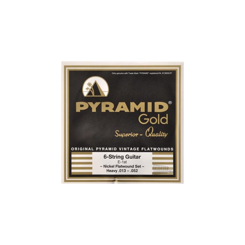 Pyramid Gold Flatwound Heavy Electric Guitar Strings 13-52 Gauge - Premium Jazz & Blues Strings for Smooth Playability & Warm Tone