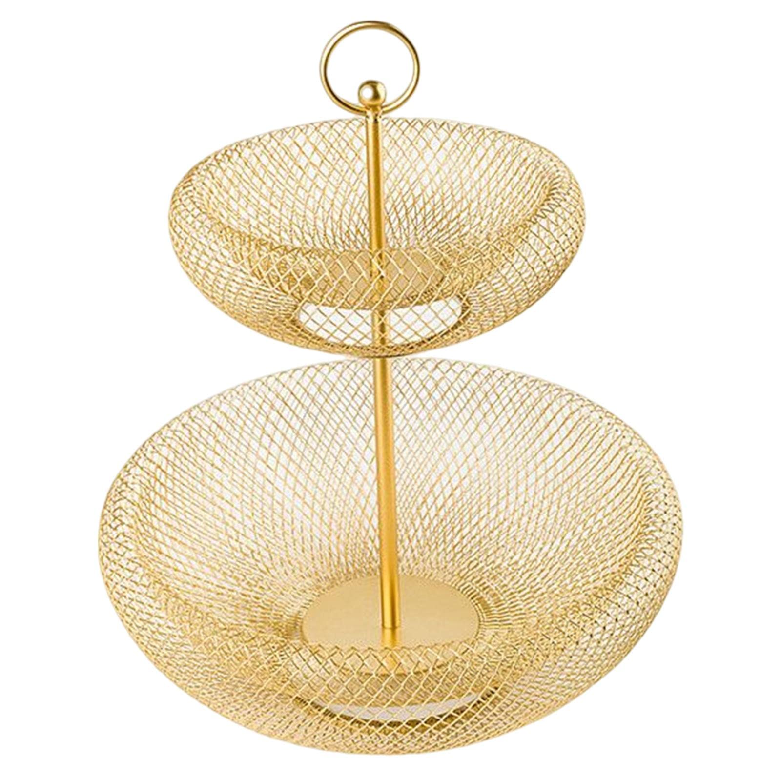 MagiDeal 2-Tier Iron Fruit Basket - Hollow Design Kitchen Countertop Organizer, Detachable Fruit Bowls for Dining Table & Counter Display (Perfect for Storing Fruits, Vegetables, or Dinnerware in Modern Kitchens)