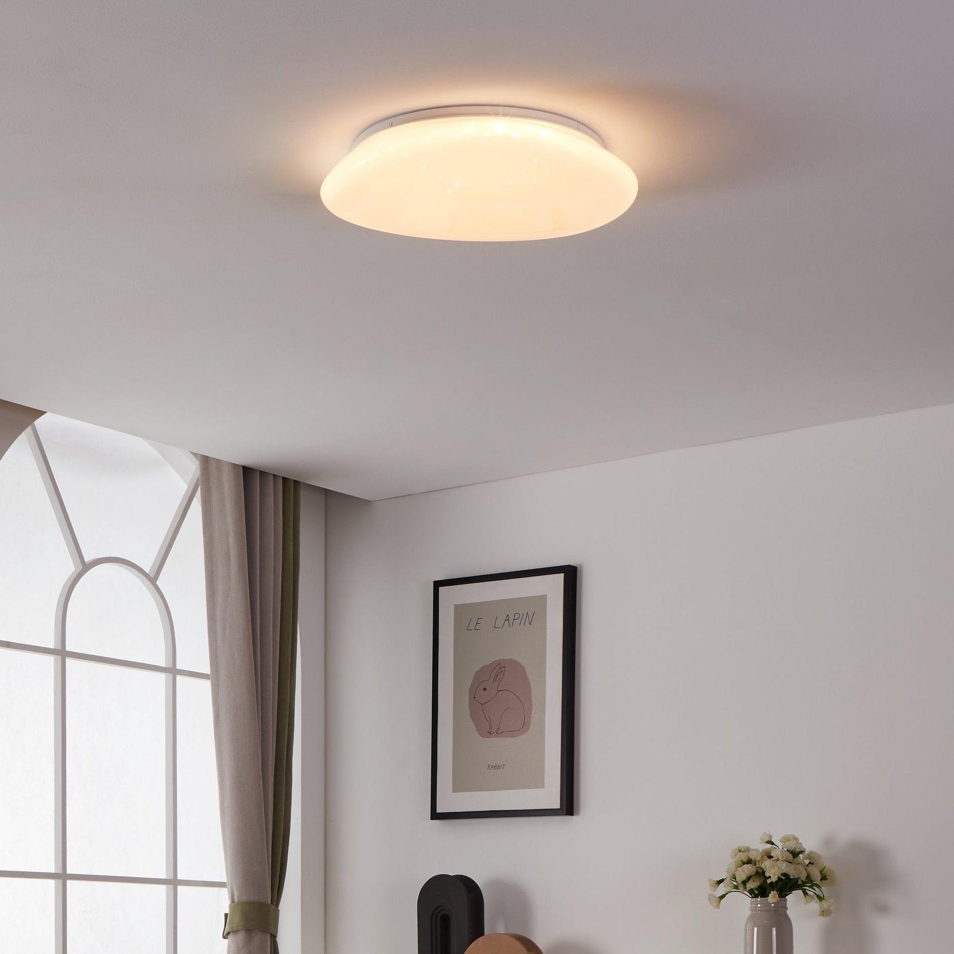 Eglo Connect Sileras Z Smart LED Pebble Shaped Ceiling Flush Mount Light 43cm - Modern Smart Home Lighting for Living Room, Bedroom & Kitchen