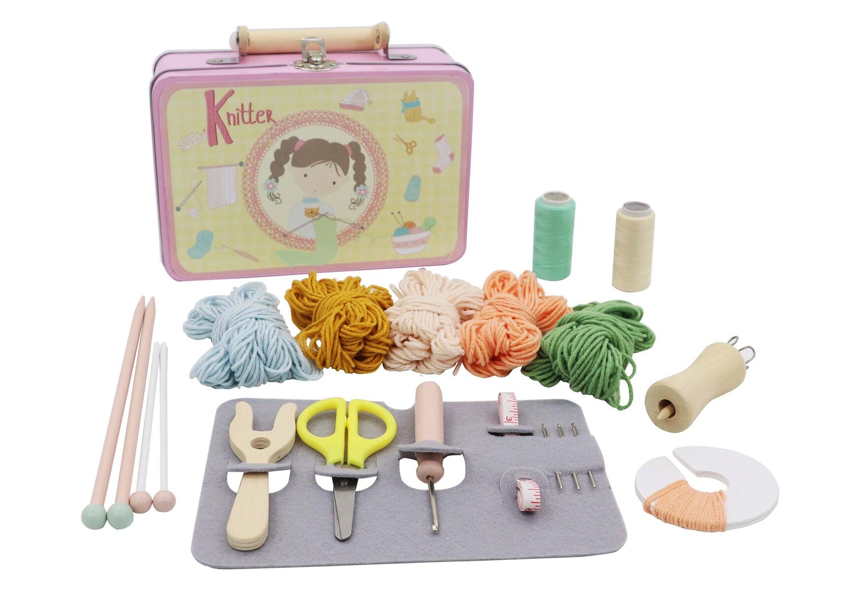 Relaxing DIY Knitting Kit with Yarn & Needles in Portable Tin Case - Perfect for Stress Relief, Crafting & Gifts