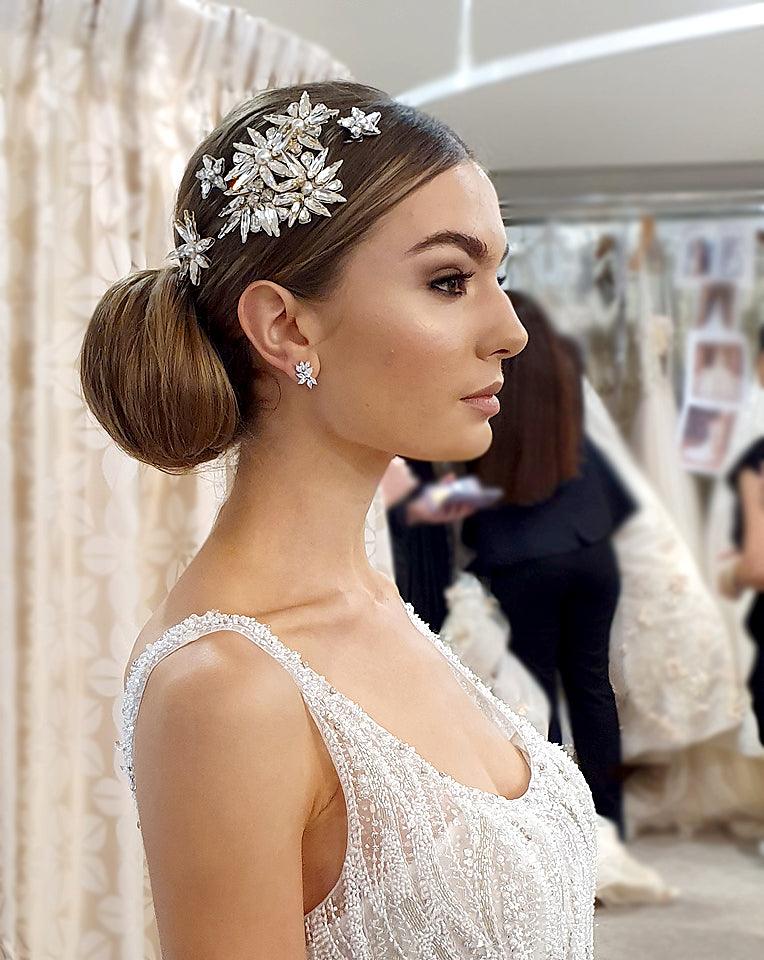 Elegant Bridal Headpiece - Unique Star Flower Crystal Hair Combs by Appollonia by Kezani | Perfect for Weddings, Prom & Special Occasions