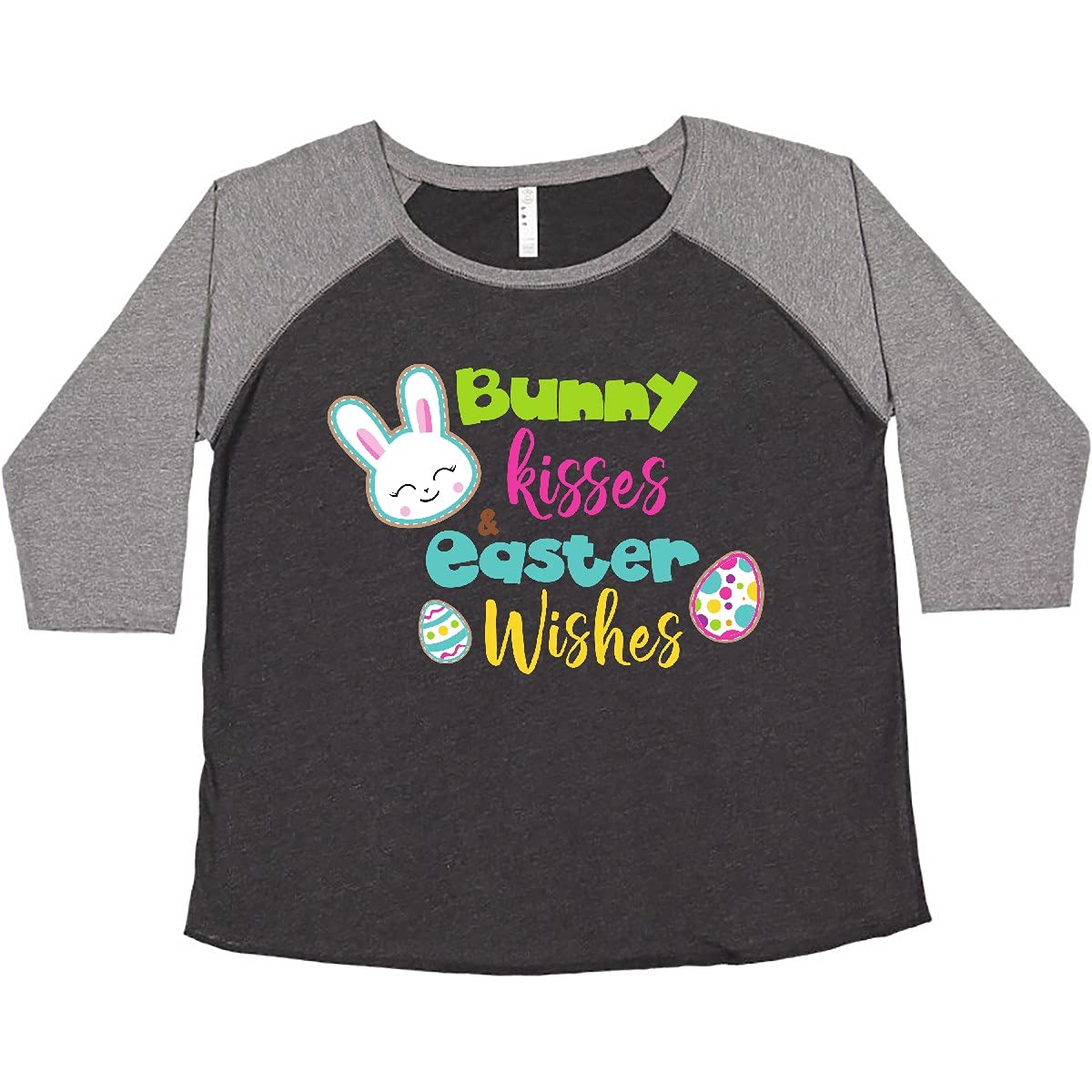 Easter Bunny Kisses Womens Plus Size T-Shirt - Cute Holiday Graphic Tee for Spring Celebrations & Family Gatherings