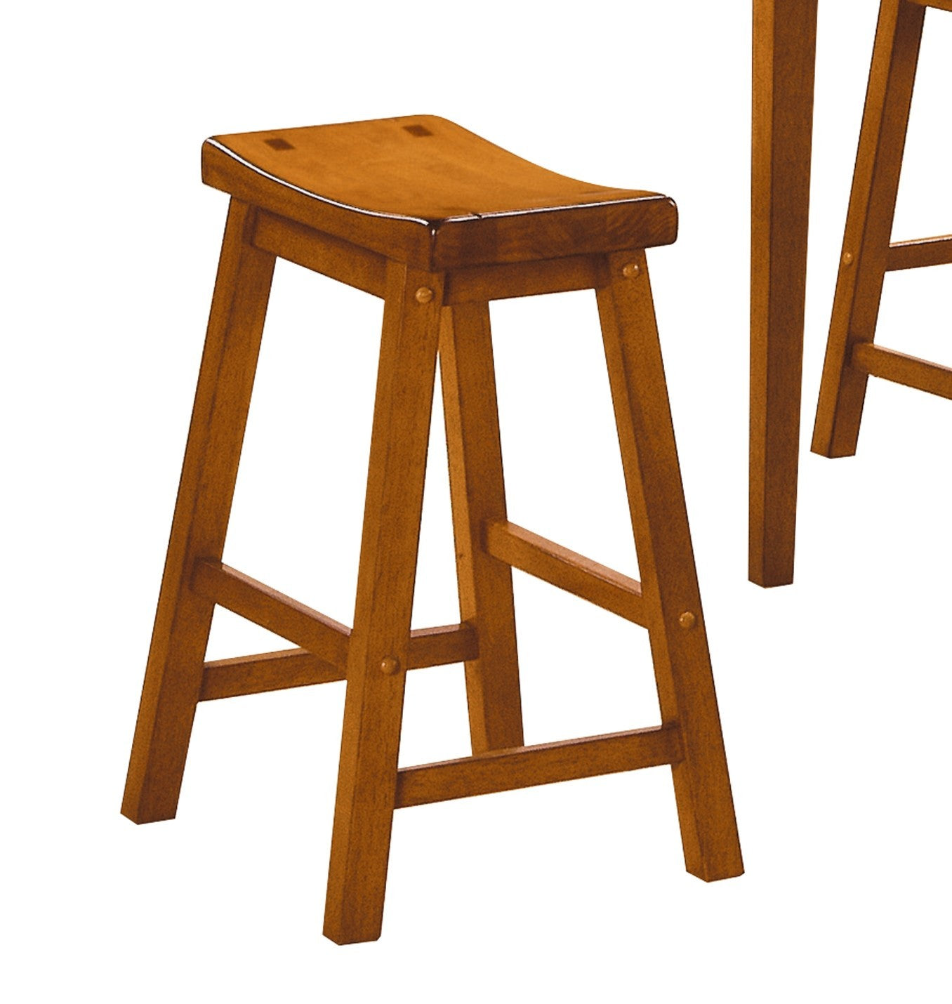 2-Piece Set of 29-Inch Bar Height Stools - Solid Wood Oak Finish with Saddle Seat for Casual Dining & Home Decor | Perfect for Kitchen Islands, Breakfast Bars & Entertaining