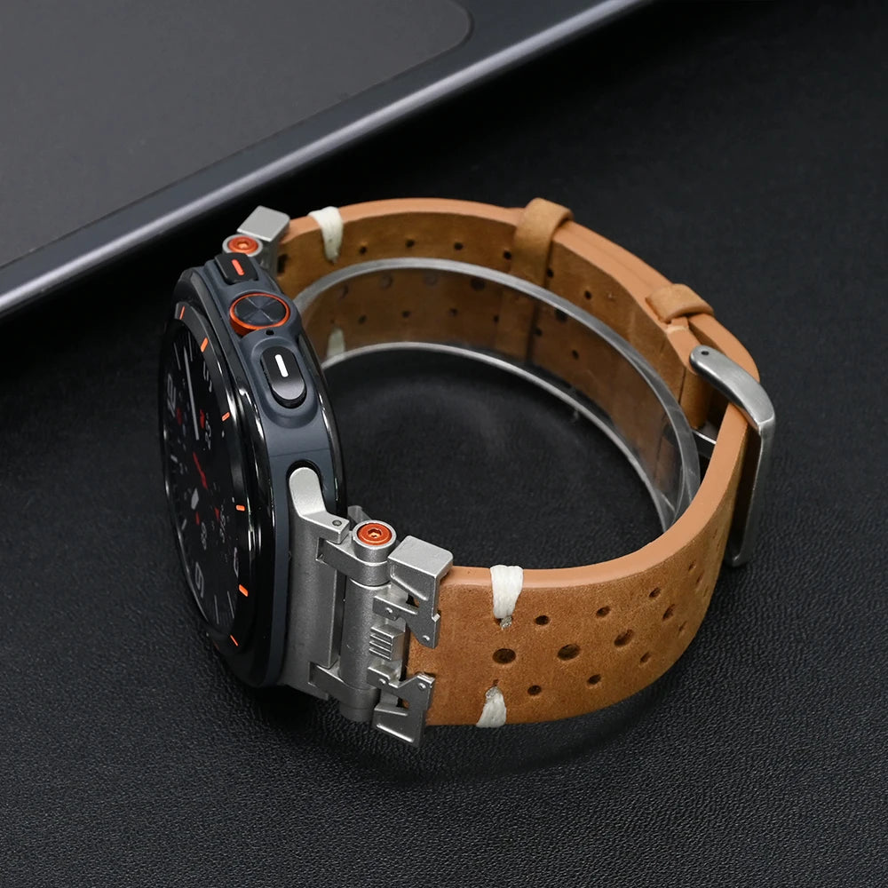 Premium Galaxy Ultra Leather Band for Smartwatches - Durable & Stylish Watch Strap for Apple Watch, Samsung Galaxy, Fitbit - Perfect for Workouts, Office & Casual Wear