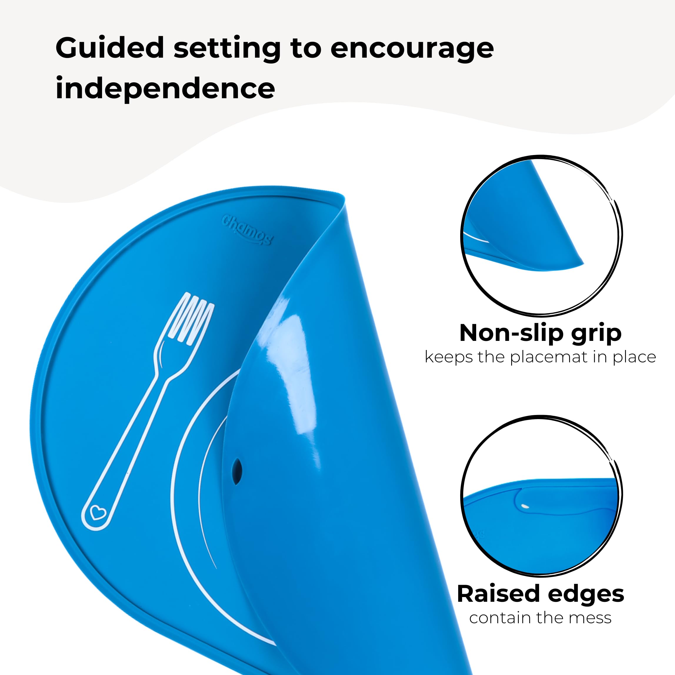 Non-Slip Silicone Placemats for Toddlers - Montessori Educational Round & Oval Table Mats for Kids - Blue Dining Table Placemats for Babies - Perfect for Home, School & Restaurant Use