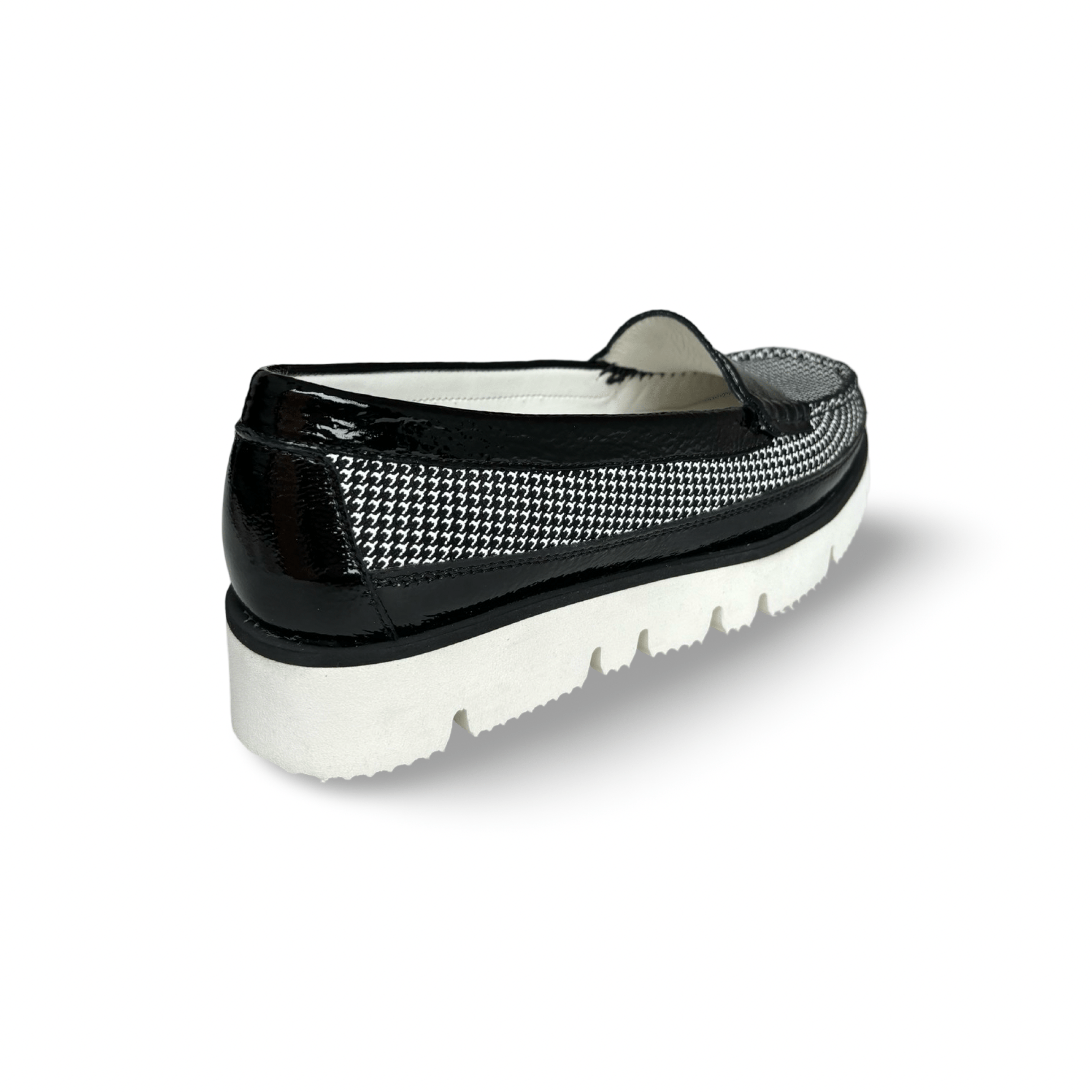 1451 Black & White Houndstooth Loafers for Men - Classic Slip-On Dress Shoes for Office, Business & Formal Occasions