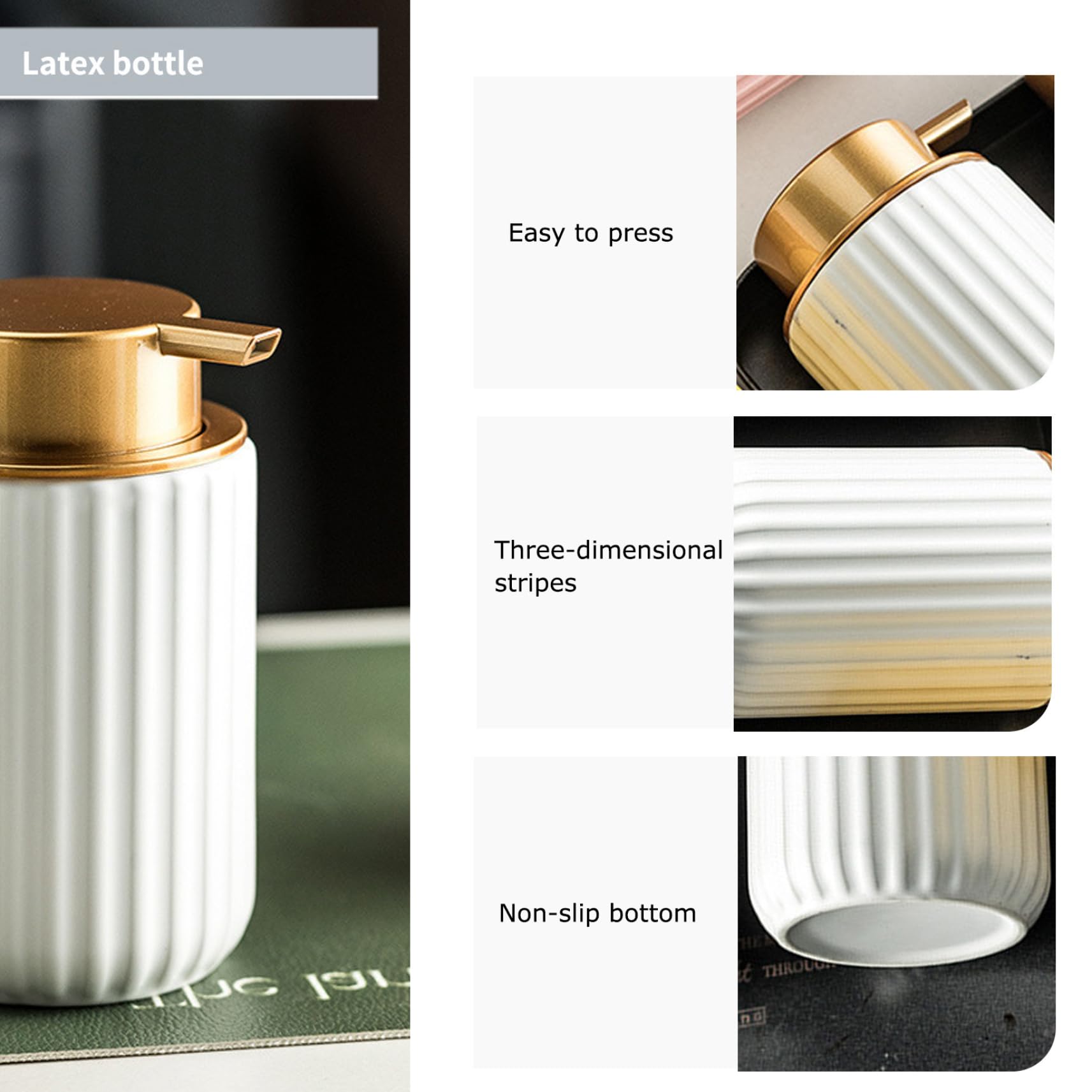 Premium Ceramic Foam Hand Soap Dispenser 11oz - Elegant Ribbed Design White Bathroom Soap Dispenser for Liquid Hand Wash | Perfect for Kitchen, Guest Bathroom & Luxury Home Decor