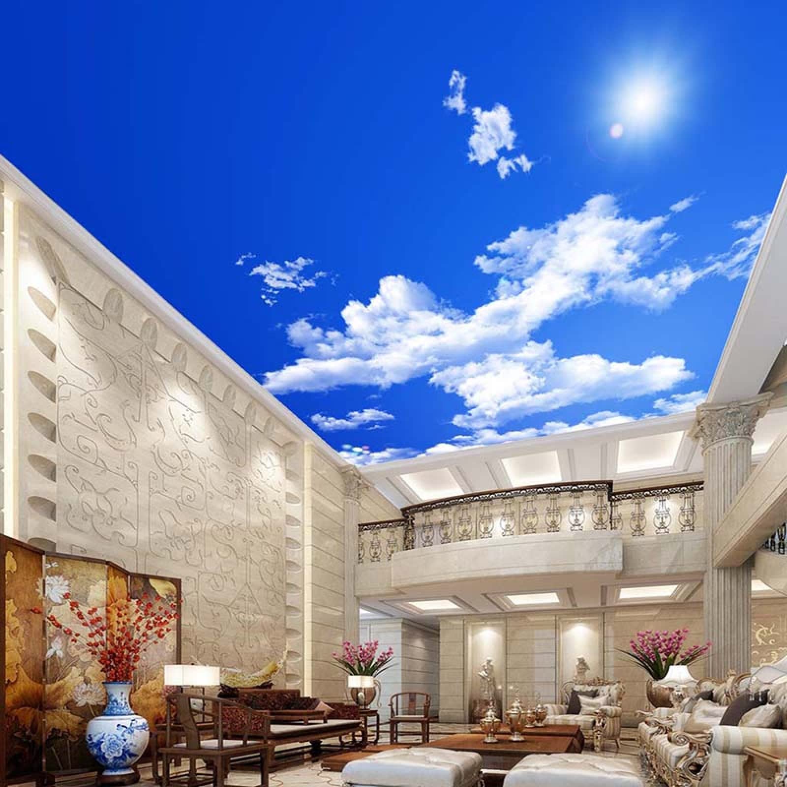 3D Blue Sky White Clouds Mural Wallpaper - 98.4