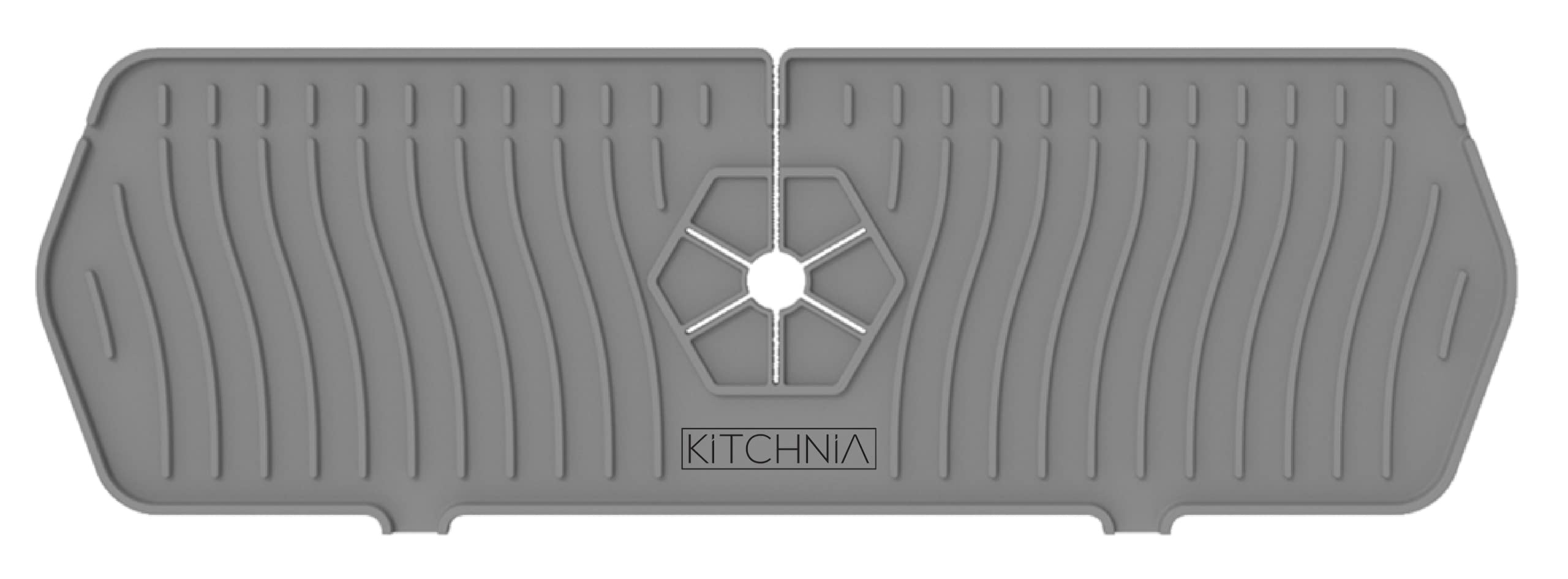 Premium Silicone Sink Splash Guard Set - 3-Piece Kitchen Sink Organizer with Faucet Drip Catcher, Soap Sponge Holder & Non-Slip Mat - Modern Grey Countertop Accessories for Dry, Clean Kitchen (Ideal for Washing Dishes, Food Prep & Keeping Counters Tidy)