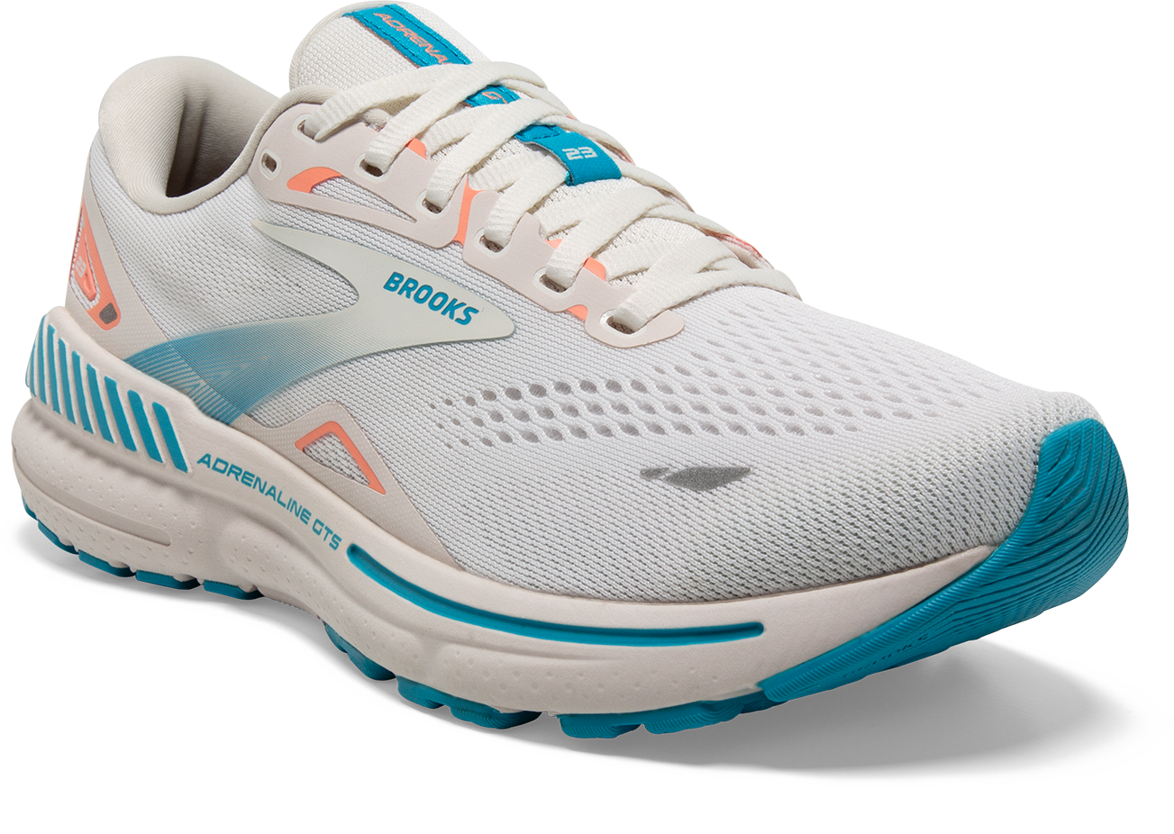 Women's Adrenaline GTS 23 Running Shoes - Lightweight Support for Neutral Pronation (Coconut/Papaya/Blue) | Perfect for Road Running, Jogging & Gym Workouts