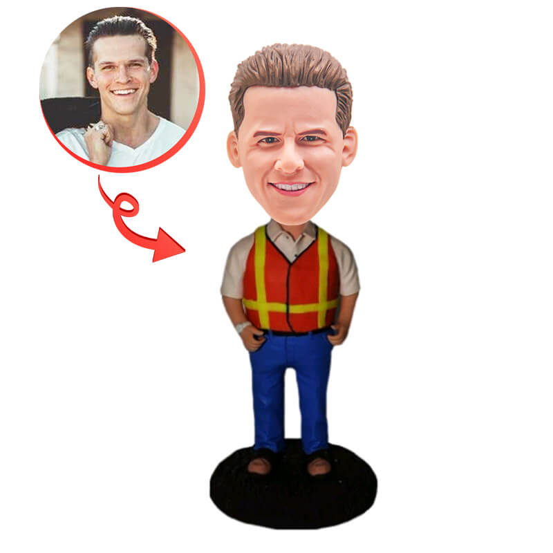 Custom Construction Worker Bobblehead - Personalized Figurine for Builders & Contractors - Perfect for Office Decor, Gifts & Job Site Motivation