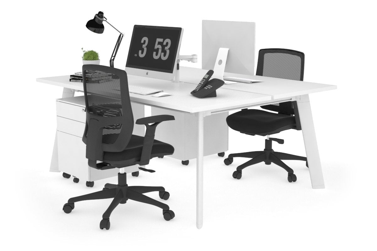 2-Person Workstation with White Frame - 1800L x 700W - Perfect for Office, Home Office, and Collaborative Workspaces