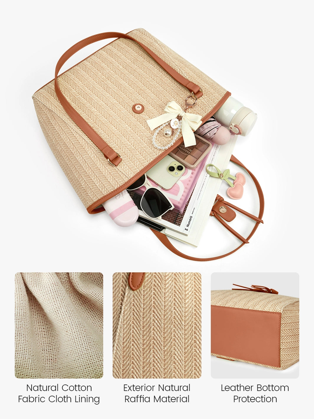 Stylish Marina Raffia Straw Tote Bag for Women - Eco-Friendly Beach Bag, Summer Shopping & Travel Accessory - Perfect for Pool Parties, Vacations & Daily Use