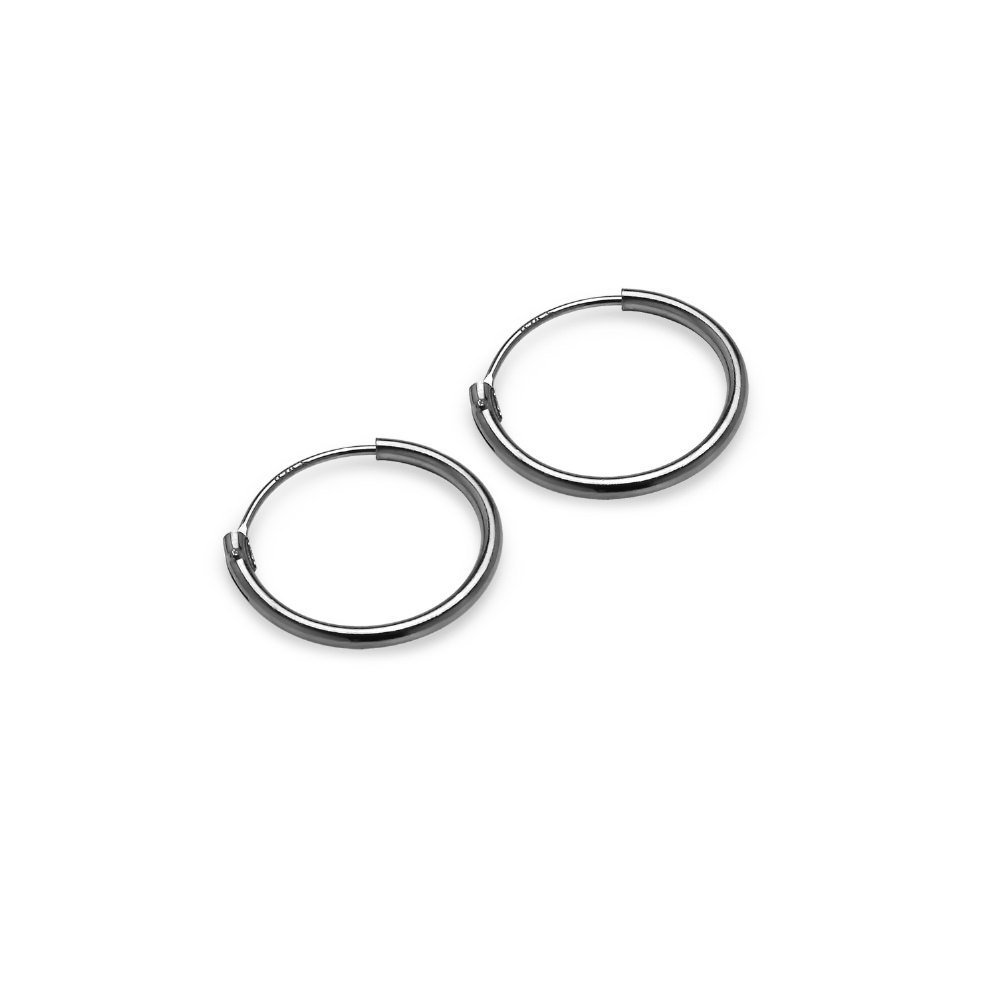 1.2mm Sterling Silver Endless Hoop Earrings 16mm - Minimalist Hoops & Loops Design for Everyday Wear | Perfect for Work, Date Night & Casual Outfits