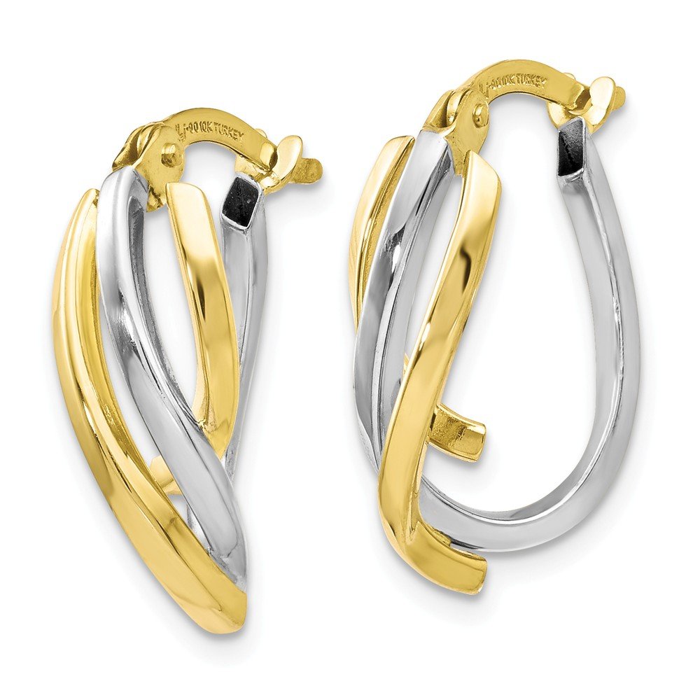 10K Two-Tone Gold Polished Twisted Hoop Earrings for Women - Elegant Statement Jewelry for Parties, Weddings & Everyday Wear