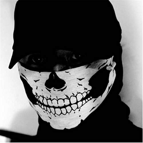 Skull Print Face Mask & Elastic Headband Set - Breathable Seamless Bandana Scarf for Sports, Cycling, Running & Outdoor Activities