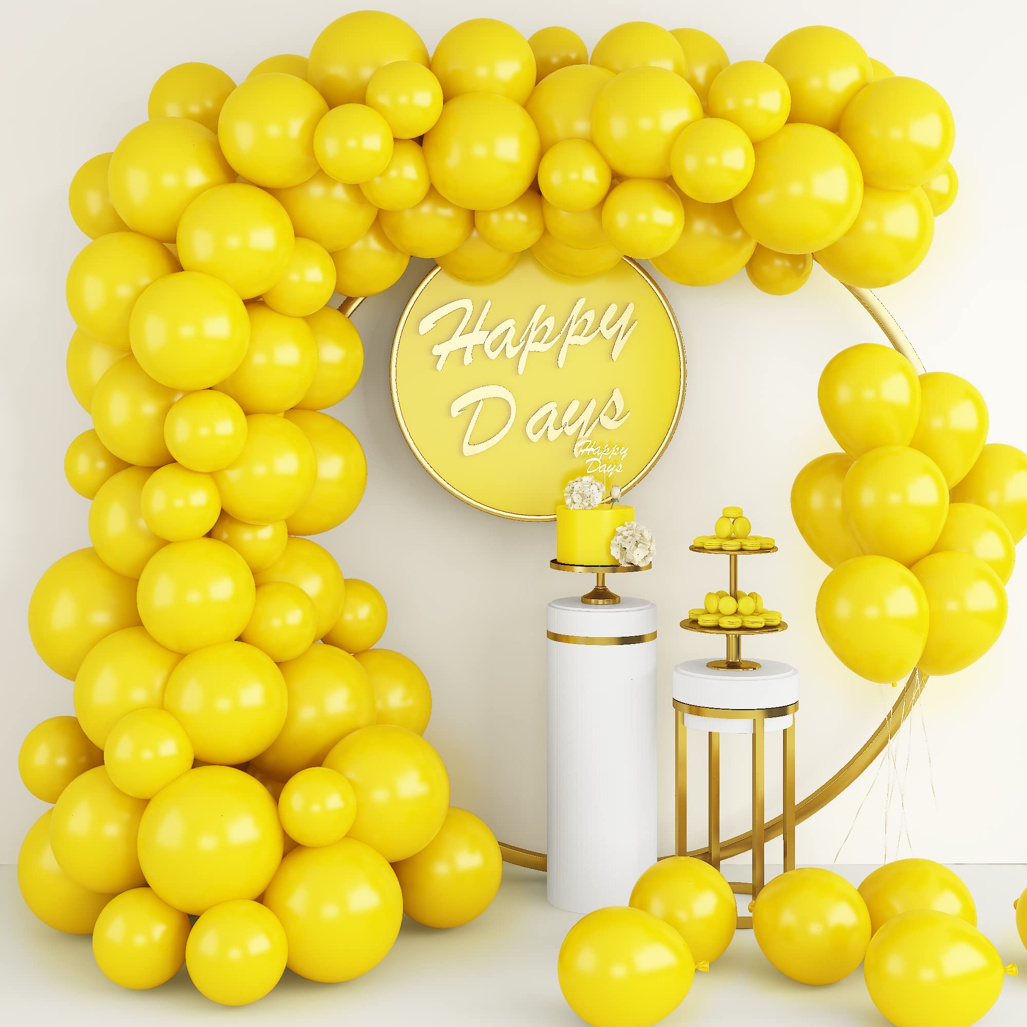 Yellow Balloon Garland Arch Kit - 100 Pack Mixed Size (5,10,12 Inch) Matte Latex Balloons for Baby Shower, Birthday Party Decorations | Perfect for Gender Reveals, Bridal Showers & Wedding Decor