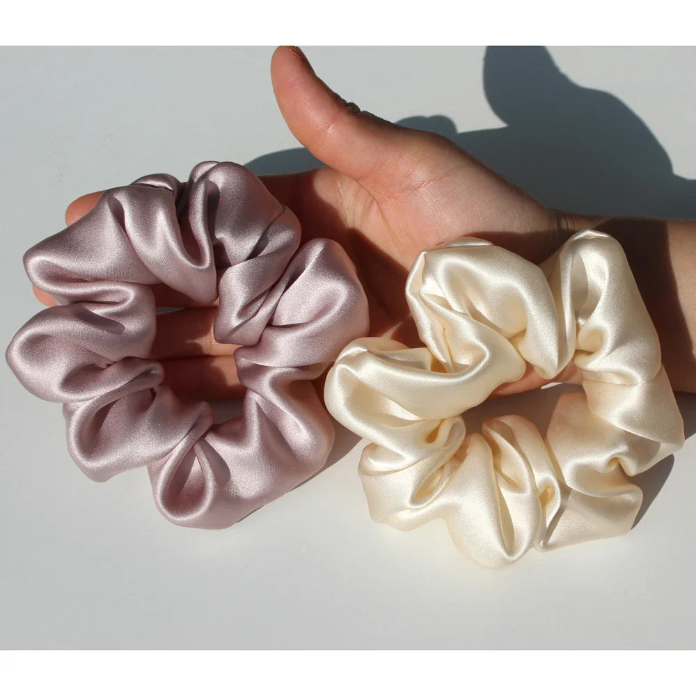 Premium Silk Scrunchie Hair Ties - Soft & Gentle Hair Bands for Women & Girls (3-Pack) - Perfect for Workouts, Sleep, and Everyday Styling