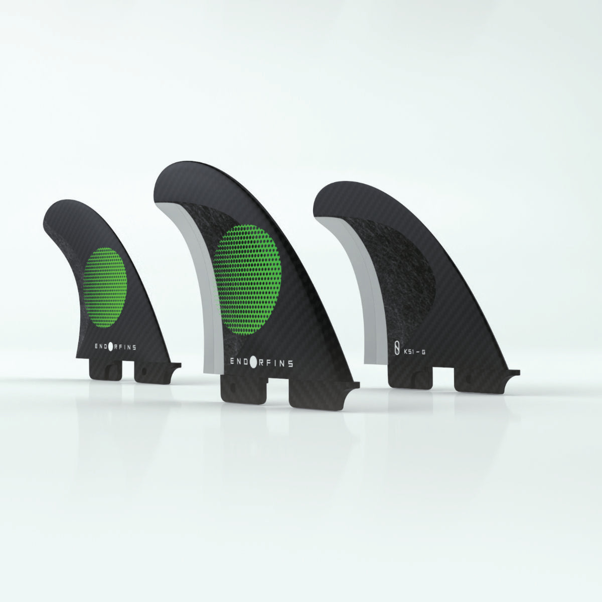 Endorfins Thruster Slater KS1 3 Fin Small Surfboard Fins - Black/Green - FCS2 Compatible (Perfect for Shortboard Surfing & Performance Waves)