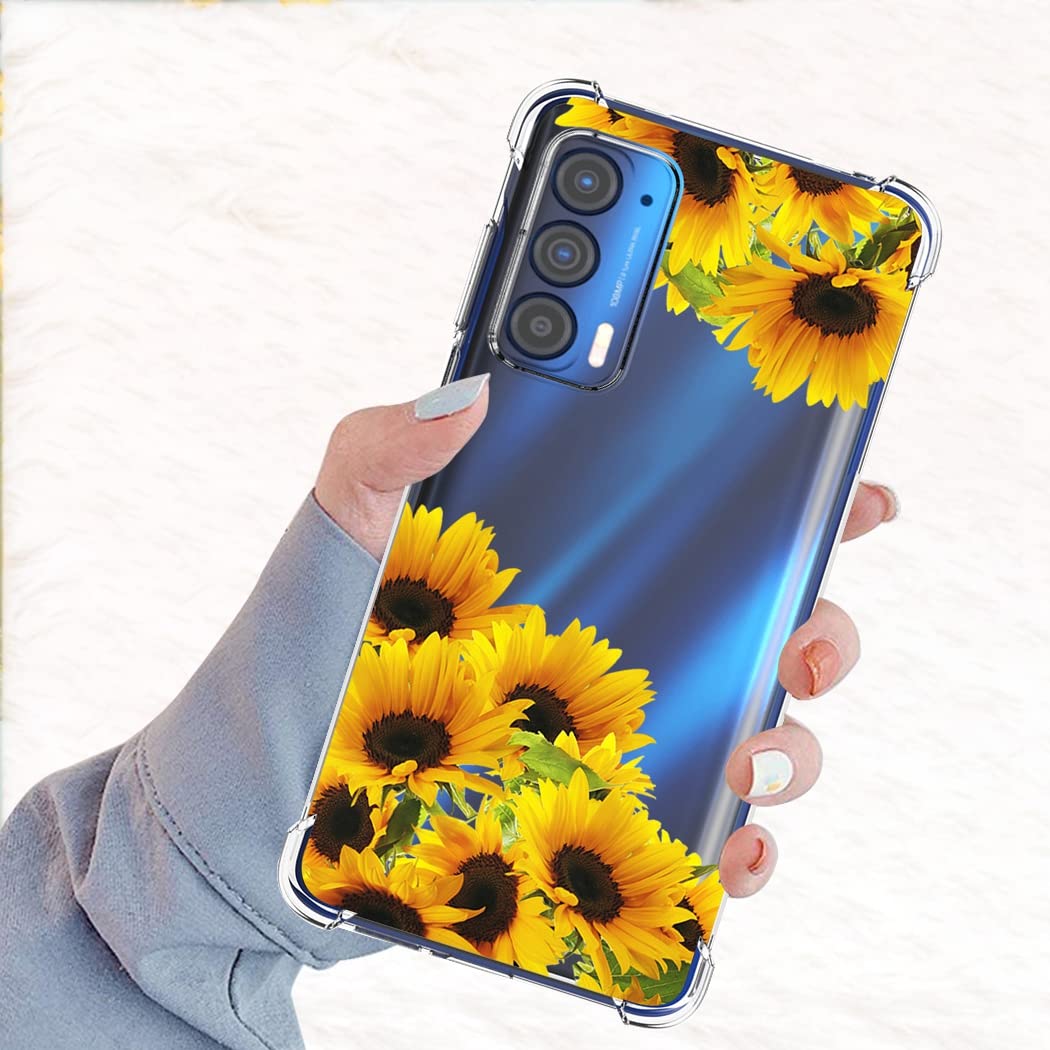 **Cute Clear Slim Shockproof TPU Phone Case for Moto Edge 2021/5G UW/G Power 2022 - Sunflower Pattern Protective Cover | Durable, Flexible & Stylish for Everyday Use**