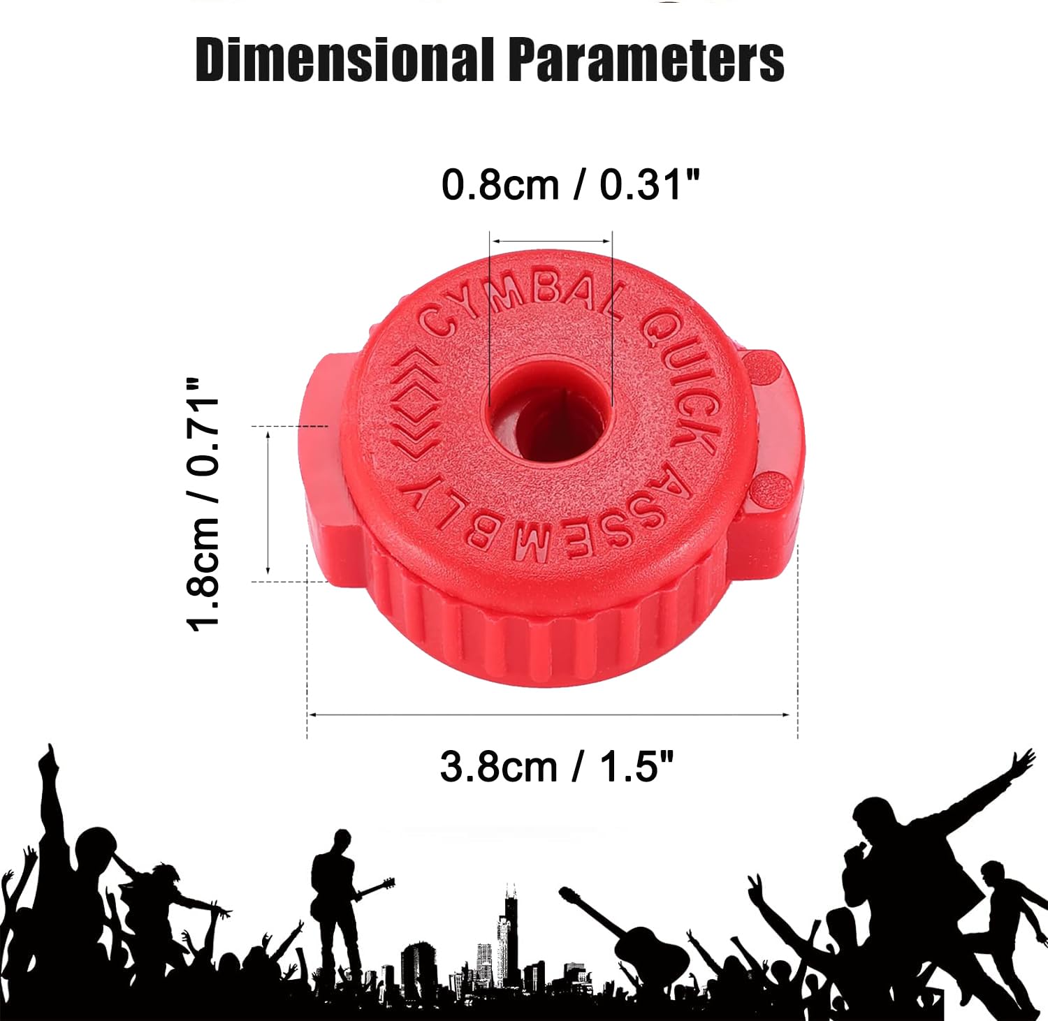 Plastic Drum Cymbal Nuts - Quick-Set Cymbal Caps for Percussion Drum Kit Accessories (Red) | Secure Cymbal Fastening for Drummers & Music Performances