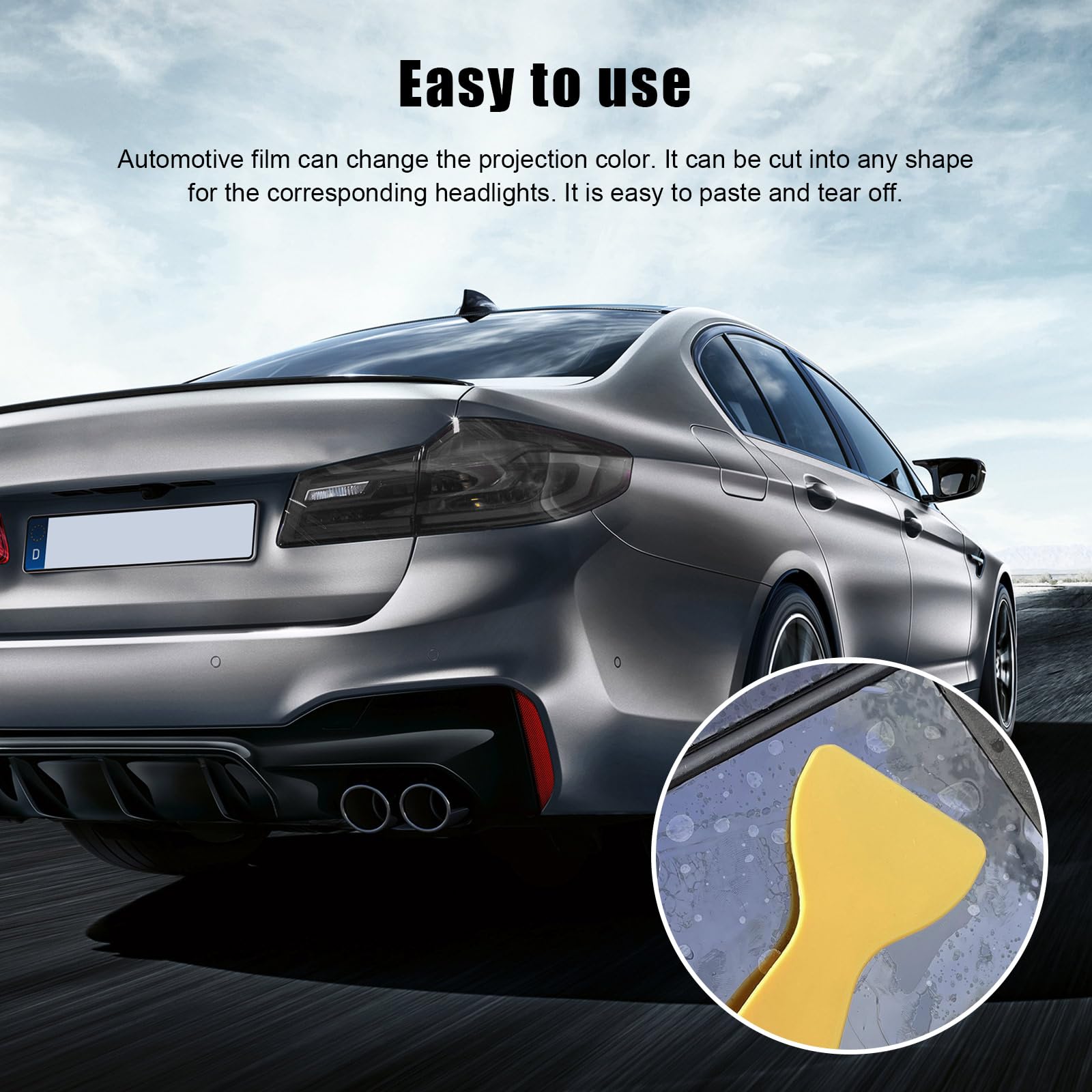 12 × 48 Inch Chameleon Color Shift Car Window Tint Film - Light Black Vinyl Wrap for Headlights, Tail Lights & Fog Lights - Self-Adhesive with Squeegee & Cutter - Perfect for Car Customization & Vehicle Styling