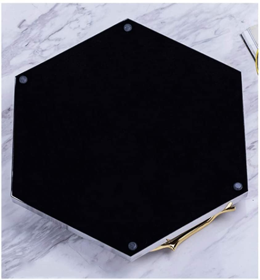 Nordic Hexagon Glass Bathroom Tray - Vanity Storage Organizer for Cosmetics | Decorative Coffee Table Tray for Living Room & Bathroom Decor
