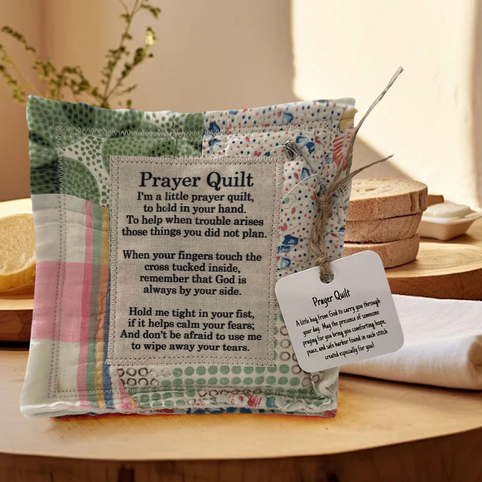 Handmade Cross Prayer Quilt - Colorful Pocket Prayer Blanket with Scripture - Christian Sympathy & Remembrance Gift for Comfort, Healing & Faith - Perfect for Church, Hospital Visits & Spiritual Encouragement
