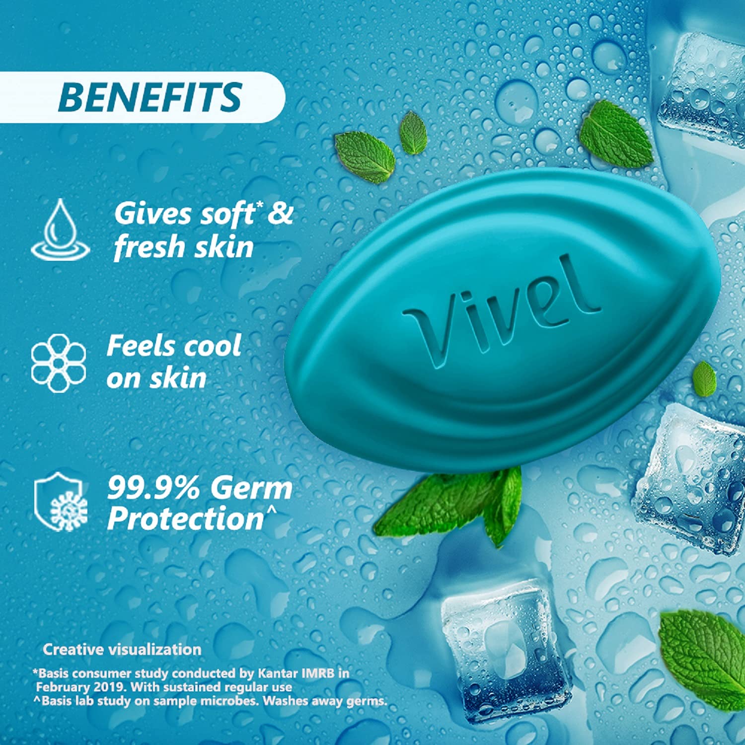 Vivel Cool Mint Bathing Soap with Menthol - Refreshing Body Wash for Soft Skin | Cooling Fragrance Combo Pack (4x150g Soap + 500ml Mint Cucumber Shower Crème) | Ideal for Morning Refreshment & Post-Workout Shower | Unisex Skincare for Men & Women