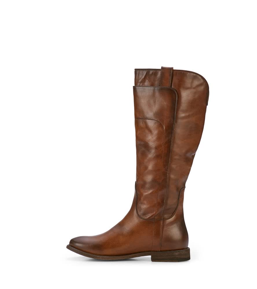 Frye Paige Tall Riding Boots for Women - Genuine Antiqued Italian Leather, Overlapping Front Panels, Stacked Heel - 16