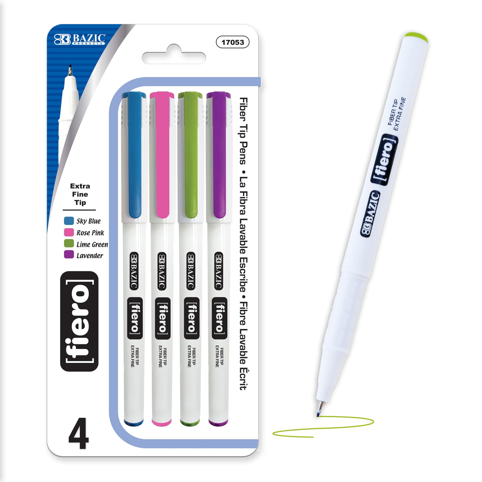 BAZIC Fiero 0.4mm Extra Fine Fiber Tip Pens - 144-Pack of Fineliner Drawing Pens for Graphic Design, Office & School Use - Perfect for Sketching, Note-Taking & Bullet Journaling