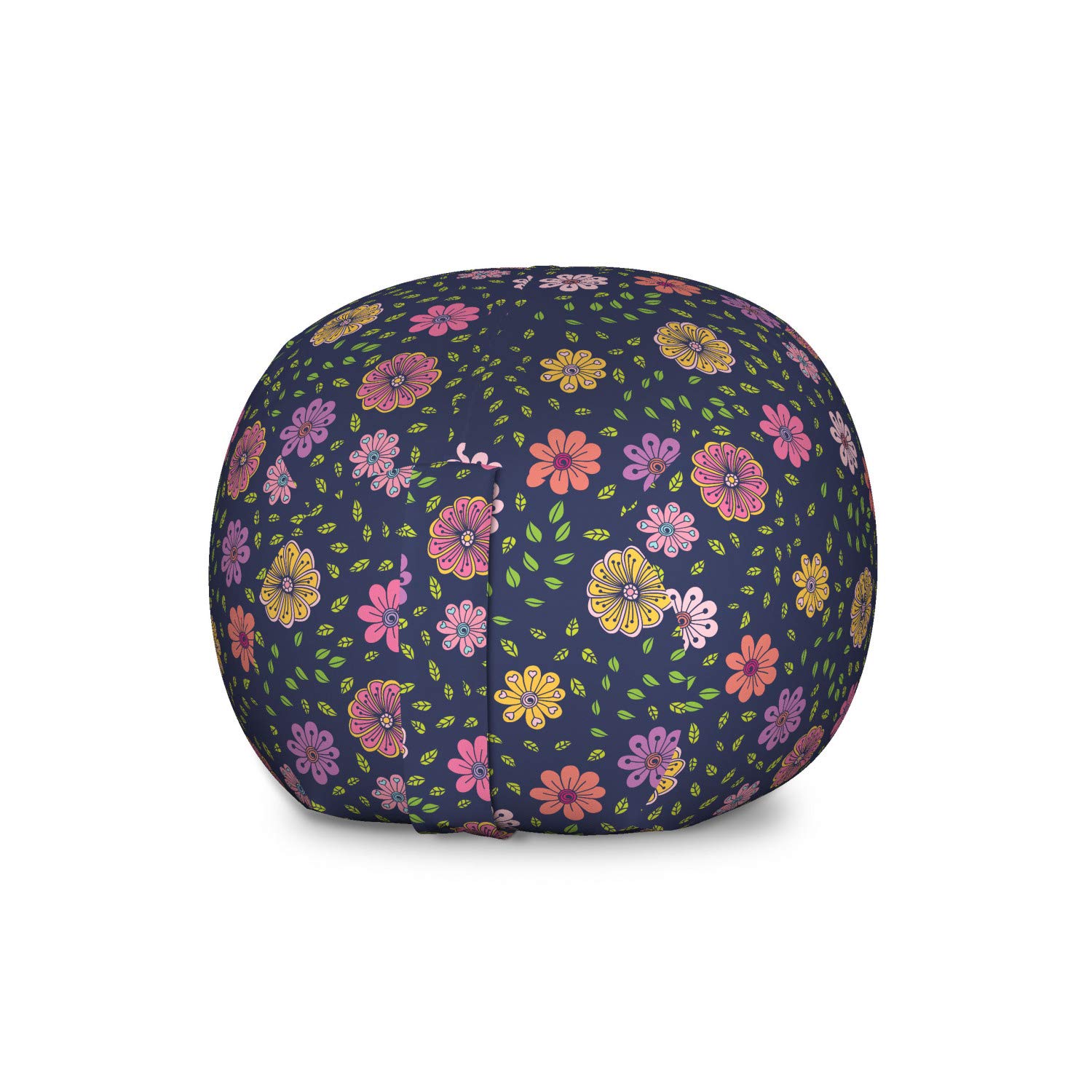 Ambesonne Floral Storage Toy Bag Chair - Hand Drawn Botanical Garden Art with Flowers & Leaves, Large Washable Stuffed Animal Organizer for Kids Room, Nursery, Playroom - Multicolor Storage Solution for Toys, Blankets & Home Decor