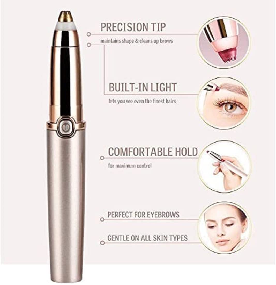 CARTSRUSHTI Women's Facial Hair Remover & Eyebrow Trimmer - Painless Epilator for Upper Lip, Chin & Face - Precise Pink Hair Removal Device (2022 Upgrade) - Perfect for Travel, Home & Salon Use