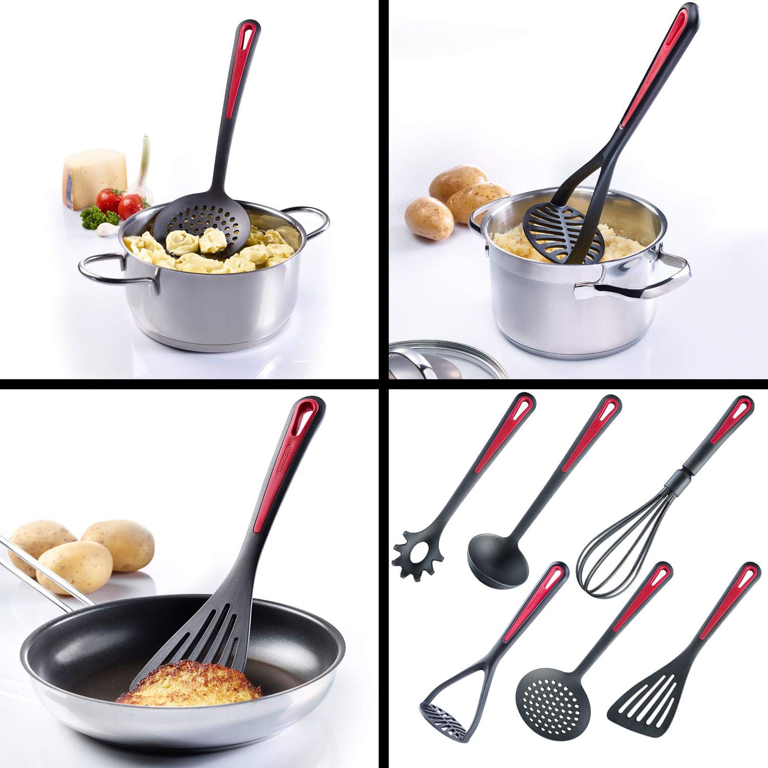 Westmark 5-Piece Kitchen Utensil Set - BPA-Free Plastic Cooking Tools with Non-Slip Handles (Spatula, Spoon, Slotted Spoon, Ladle, Turner) - Perfect for Baking, Frying & Everyday Cooking