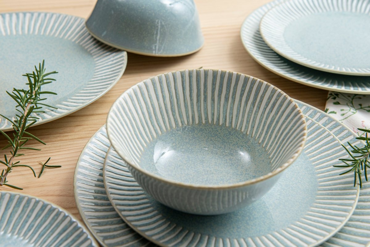 12-Piece Ceramic Dinnerware Set - Plates & Bowls, Bali Breeze Design for Stylish Dining | Perfect for Everyday Meals, Dinner Parties & Home Decor