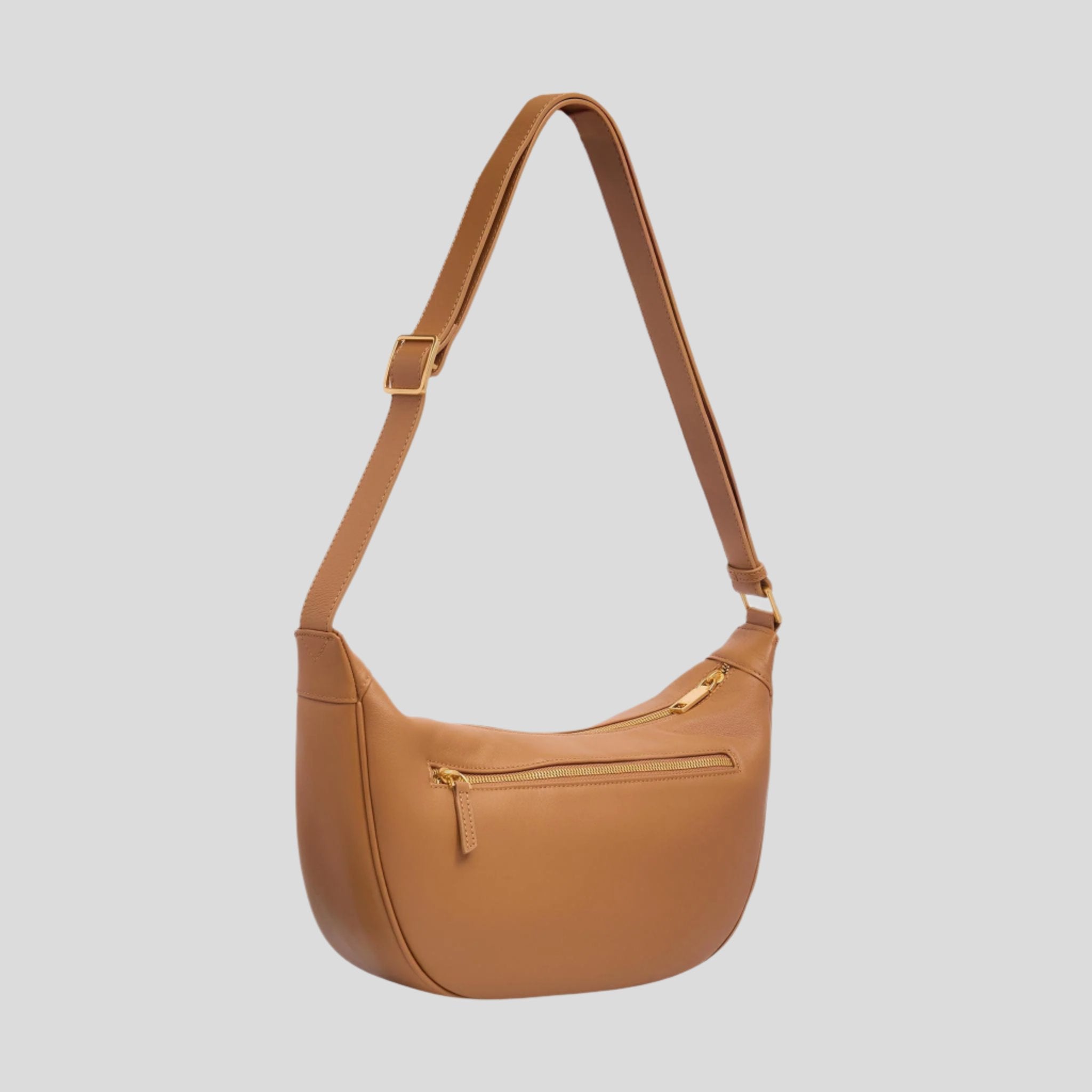 Stylish Slouchy Leather Crescent Crossbody Bag for Women - Tan | Boho Chic Shoulder Purse | Perfect for Everyday Use, Travel & Date Nights