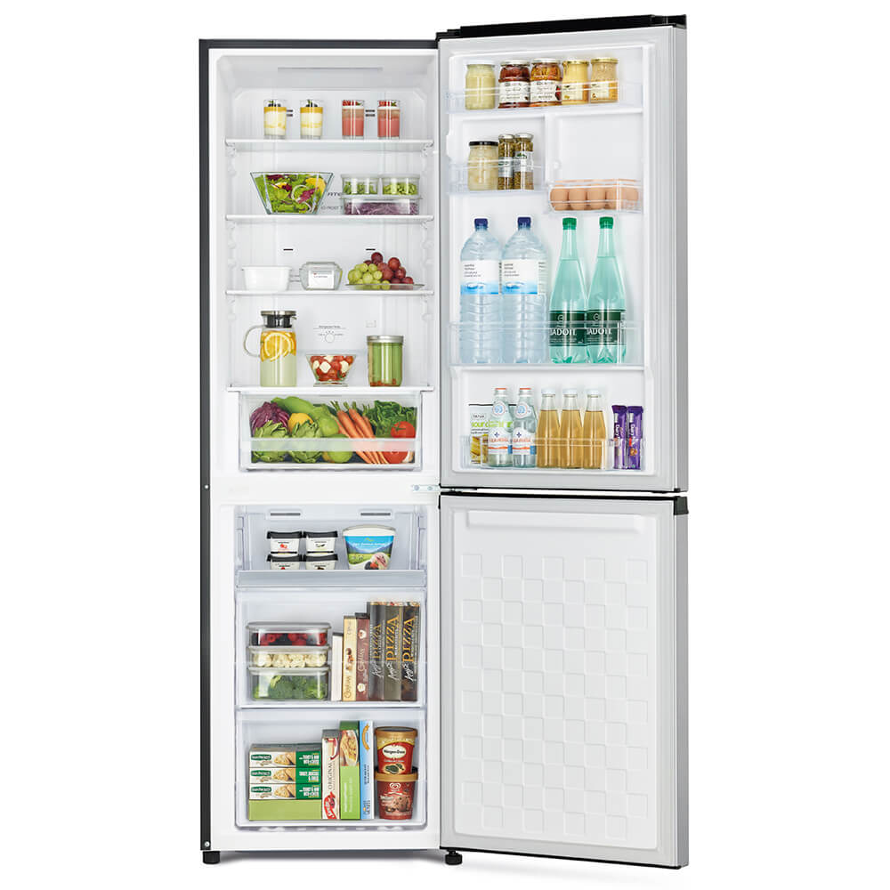 Hitachi 2-Door Bottom Freezer Refrigerator - 20 cu.ft Energy Star Silver Stainless Steel for Kitchen & Home Appliances | Perfect for Small Families & Apartments