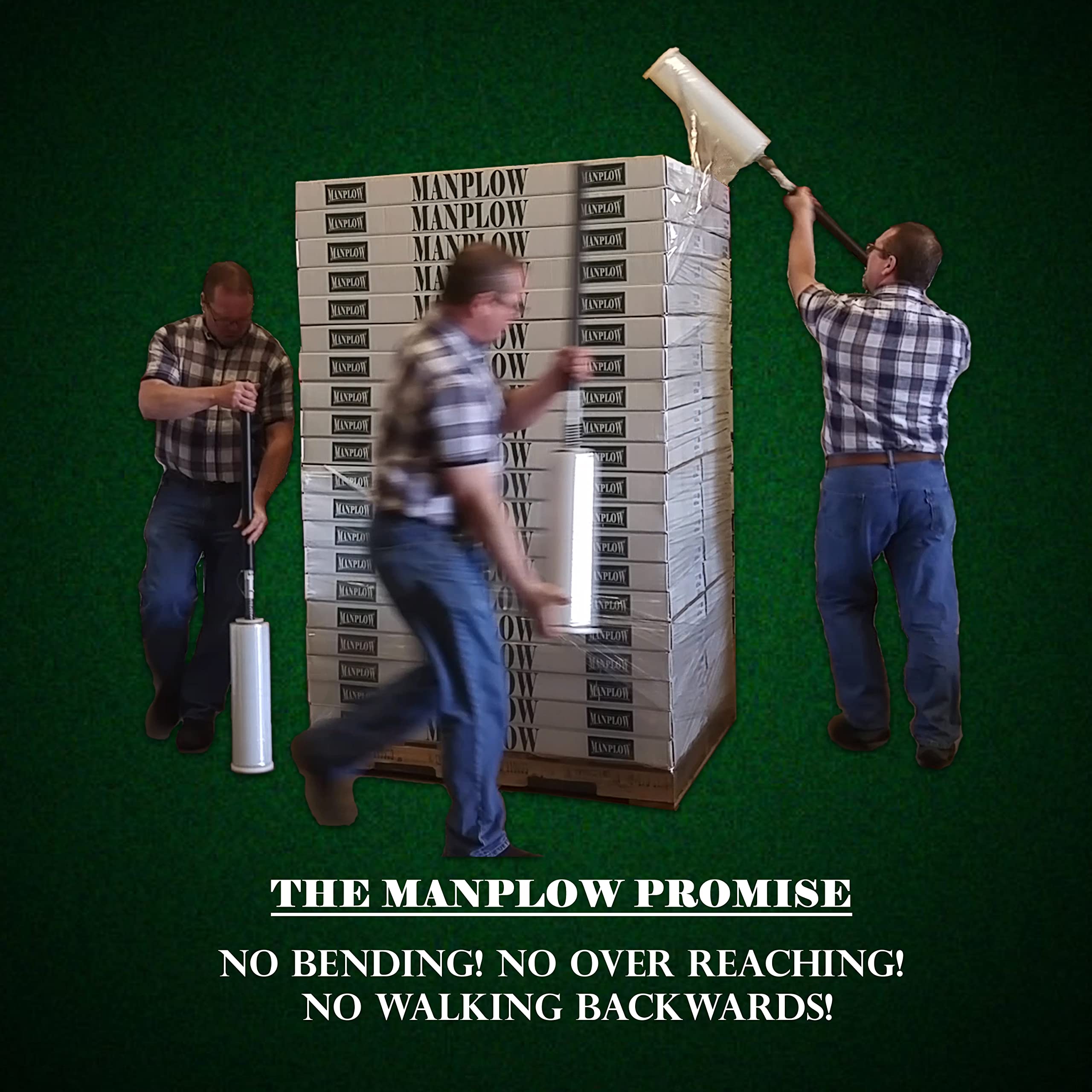 MANPLOW Long Handle Stretch Wrap Dispenser SWD3400 - Heavy Duty Pallet Wrapping Tool for Warehouse, Shipping & Moving - Ergonomic Design Saves Time & Effort