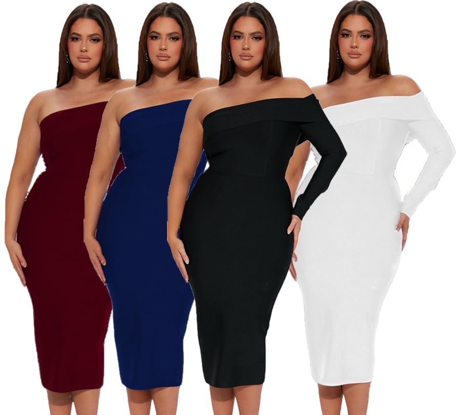 Elegant Long Sleeve Twist Front Wedding Guest Dress for Women - Formal Party Cocktail Attire for Bridal Showers, Evening Events & Special Occasions